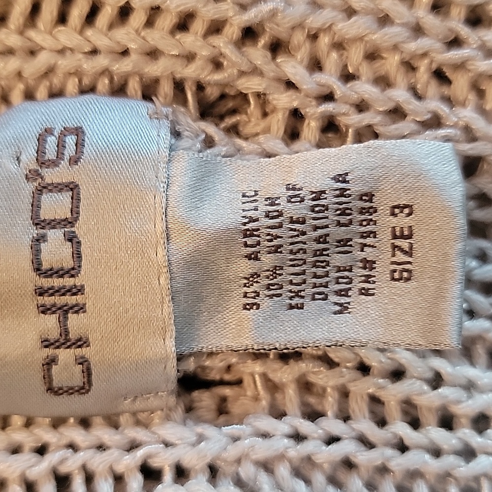 CHICO'S Gray Cable Open Knit Cottagecore Office Preppy Open Cardigan Sweater XL - Picture 5 of 7